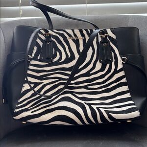 Michael Kors Zebra Print Tote in Black and White